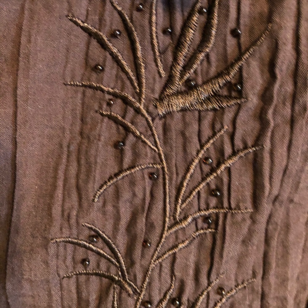 Fred David/ Brown/ Button Down/ Embellished Top/ L - image 5